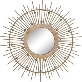 Fali tükör bambusz kerettel ø 70 cm Sol – Ixia