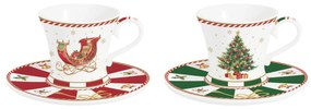 Karácsonyi porcelán eszpresszó kávés csésze aljjal 2 személyes díszdobozban Christmas Tale
