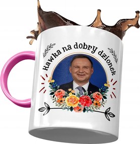 Rózsaszín bögre Andrzej Duda PiS elnök Ajándék Nyomtatott Fotóval