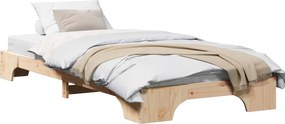 vidaXL Ágykeret Természetes 100 x 200 cm Tömör fenyőfa