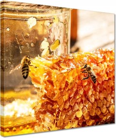 Vászonkép 30x30 Kőművesek egy méhsejten