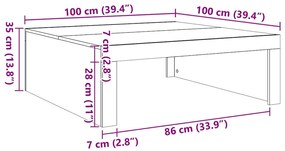 antik fa színű szerelt fa dohányzóasztal 100 x 100 x 35 cm