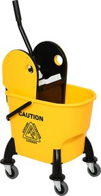 HOMCOM Tisztítókocsi Vödör Kihúzóval 26 Liter, Sárga, 44cm x 36cm x 90cm | Aosom
