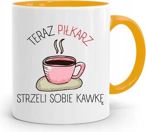 Sárga Bögre Labdarúgóknak, fényképes nyomott mintás