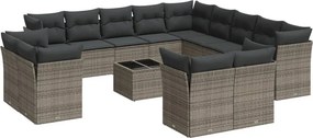 vidaXL 14 részes szürke polyrattan kerti ülőgarnitúra párnákkal