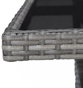 3 részes szürke polyrattan és üveg kerti étkezőgarnitúra