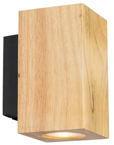 Rusztikus fali lámpa fa négyzet 2-lámpás - Sandy