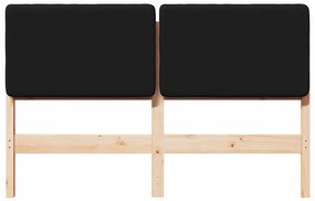 Kárpitozott fejtámla Barna és fekete 150 cm Tömör fenyőfa