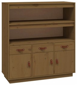 mézbarna tömör fenyőfa magasszekrény 100 x 40 x 108,5 cm