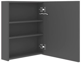 szürke LED-es tükrös fürdőszobaszekrény 50 x 14 x 60 cm