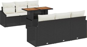 vidaXL Kerti Kanapé Szett párnával párnával 7 pcs Fekete és Krém
