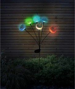 Globo 36091 Solar lámpa, rozsdamentes acél, matt fekete műanyag, átlátszó műanyag, tolókapcsoló, RGB színváltás, AA 300mAh 1.2V elemmel, IP44, M: 700 mm, tartozék: 6x RGB LED 0.1W 1.2V