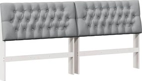 vidaXL Kárpitozott fejtámla Világosszürke 200 cm Tömör fenyőfa