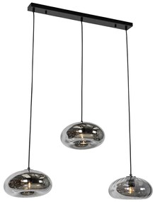 Függőlámpa fekete füstüveggel, ovális, 3-lámpás - Ayesha