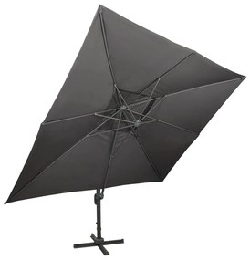 antracitszürke dupla tetejű konzolos napernyő 400 x 300 cm