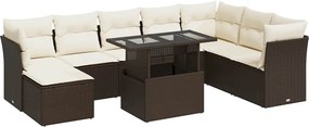 vidaXL 9 részes barna polyrattan kerti ülőgarnitúra párnákkal