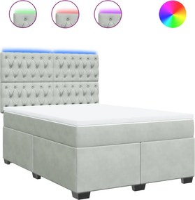 vidaXL világosszürke bársony rugós ágy matraccal 140x190 cm