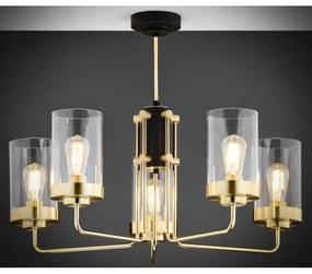 Jupiter 2088 - Rúdos csillár RAMIREZ 5xE27/15W/230V arany/fekete