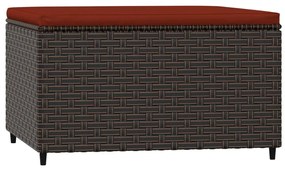 Barna polyrattan kerti lábtartó párnával