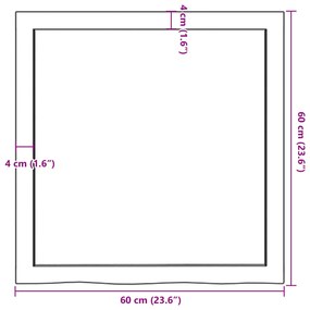 világosbarna kezelt tömör tölgyfa fali polc 60x60x(2-6) cm