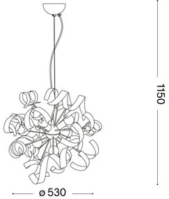 Ideal Lux - Csillár zsinóron VORTEX 6xE14/40W/230V átm. 53 cm ezüst/patinás