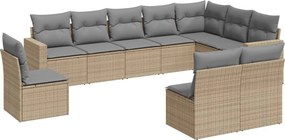 vidaXL 10 részes bézs polyrattan kerti ülőgarnitúra párnával