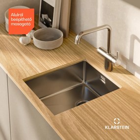 Klarstein TitanSteel Konyhai mosogató 45 x 39 cm (H x Sz) rozsda-, karc-, és hőálló felülettel