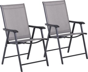 Outsunny Összecsukható Szék Karfával 2 db Káprázatos Szék Fém Szürke 58 x 64 x 94 cm | Aosom