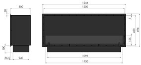 InFire - Beépített BIO kandalló 49,4x124,4 cm 6kW fekete