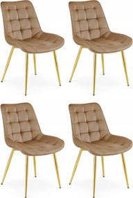 Barna étkezőszék BERA bársony arany lábakkal