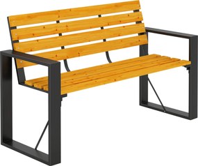 Outsunny 2 személyes időjárásálló lamellás kerti pad karfákkal — 136 x 54 x 82 cm (natúr fa) | Aosom