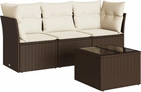 vidaXL 4 részes barna polyrattan kerti ülőgarnitúra párnákkal