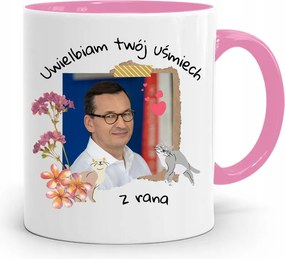 Rózsaszín Politikai Bögre Mateusz Morawiecki Miniszterelnök fényképes nyomtatással