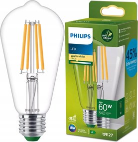 Led izzó E27 Edison ST64 4W 60W 840lm 210lm/W Meleg A-osztály Philips