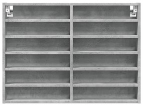 betonszürke szerelt fa vitrinszekrény 80 x 8,5 x 58 cm