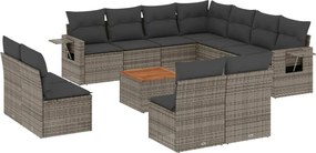 vidaXL 12 részes szürke polyrattan kerti ülőgarnitúra párnákkal