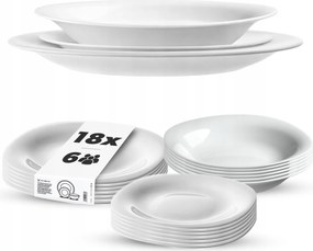 Étkészlet Tányér Készlet 18db-OS Tányér Szett Étkészlet Fehér