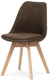 Scaun de sufragerie, material maro, picioare din lemn de fag