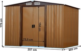 Pléh kerti szerszámos ház, világosbarna/sötétbarna, 2,6x2m, HAMAL TYP 2