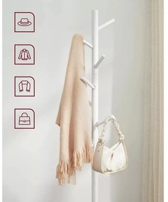 Álló ruhafogas fa 8 akasztóval, fehér