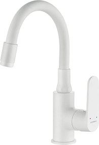 Kuchinox Dima, mosdócsap flexibilis kifolyóval h-280, fehér matt, LAV-BQD_621D