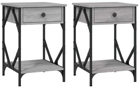 2 db szürke sonoma színű szerelt fa éjjeliszekrény 40x42x60 cm