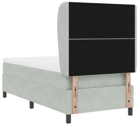 Boxspring Ágy Matrac Púder Szürke 90x190 cm Bársony