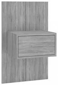 szürke sonoma színű szerelt fa ágyfejtámla szekrényekkel