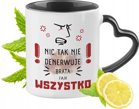 Testvérnek Fekete Bögre Szív Alakú Füllel Ajándék Nyomtatott