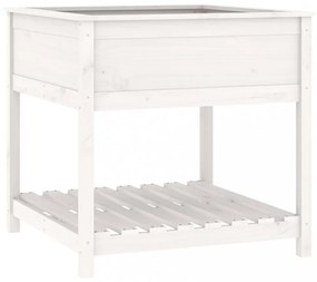 fehér tömör fenyőfa növénytartó polccal 82,5x82,5x81 cm