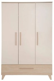 Krémszínű-natúr színű gyerek ruhásszekrény tölgyfa dekorral 118x190x52 cm Sidney – Roba