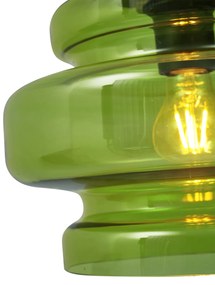 Retro függőlámpa fekete, zöld üveggel - Denise