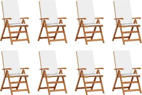 vidaXL Kerti Szék 8 pcs Barna és fehér 57 x 71,5 x 104 cm Tömör Teakfa