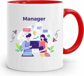 Menedzser Bögre Piros Ajándék fényképes nyomtatással